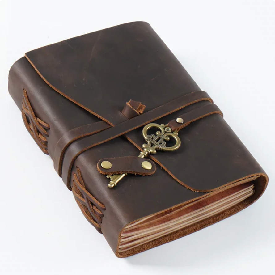 Handmade Bundled Book Diary Notepad Vintage Key's Pattern Ornament Cowhide Notebook