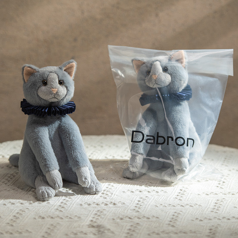 Dabron Gray Pleated Collar Female Simulated Kitten Doll Plush Toy