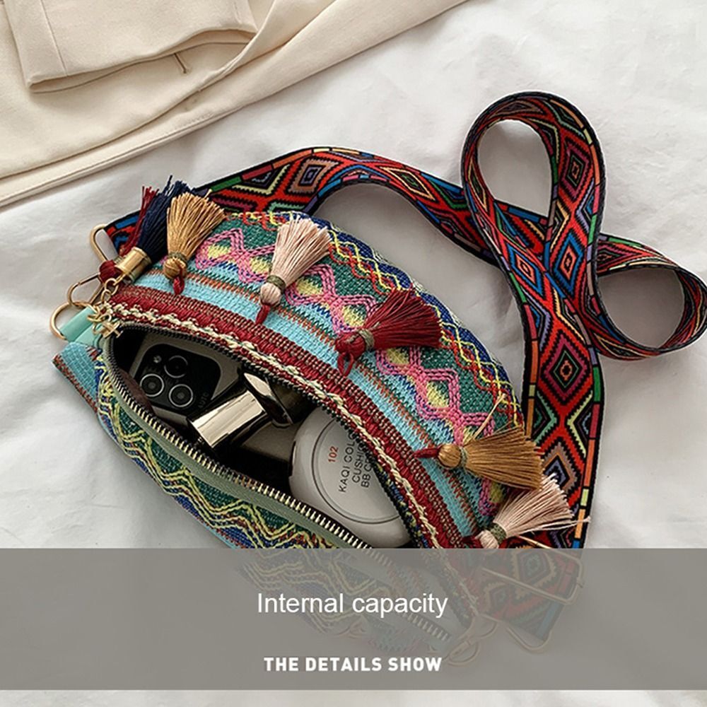 Tassel Ethnic Style Crossbody Bags Woven Bag Bohemian Shoulder Bag Women