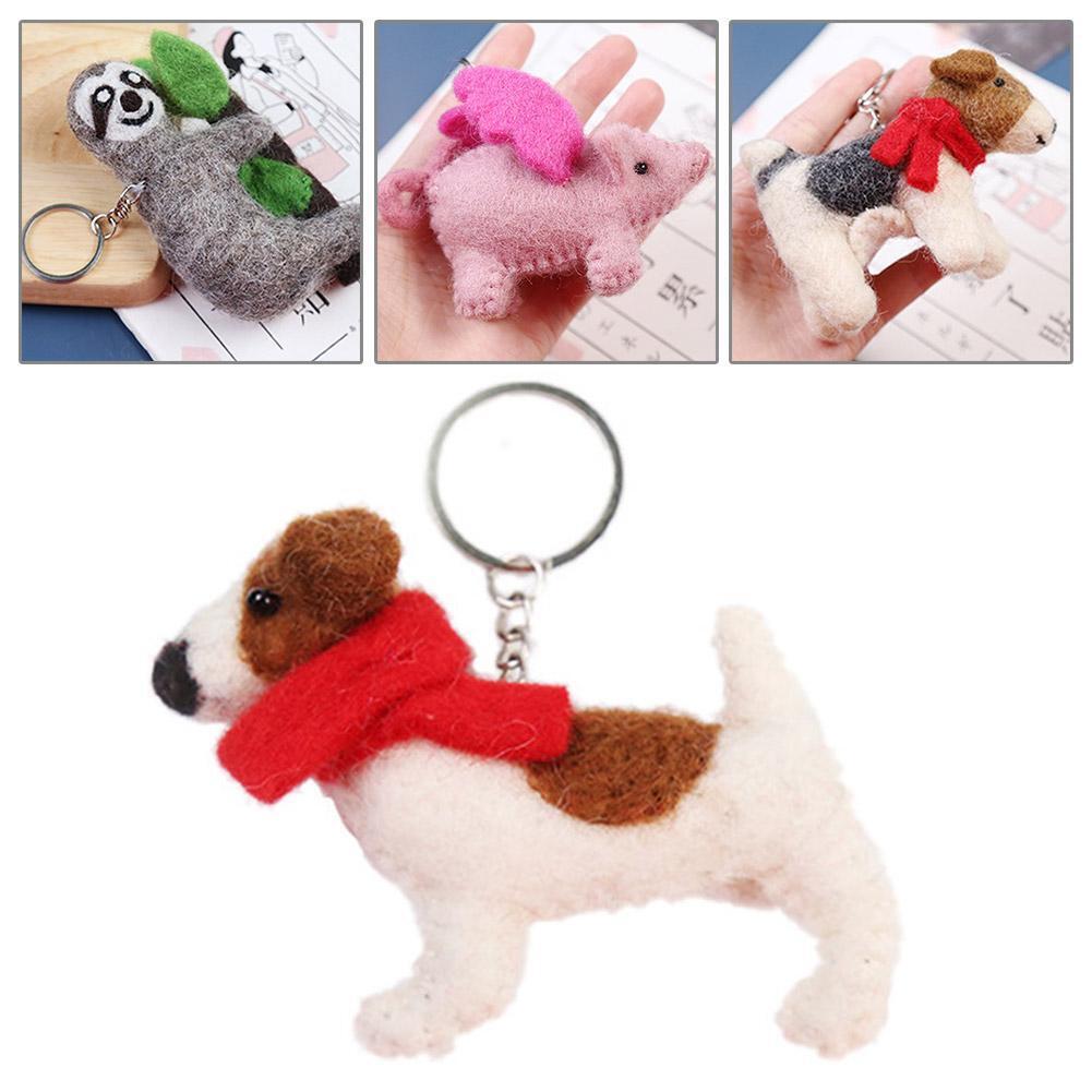 Animal Felt Handmade Chain Keyring Gift Wool Fluffy