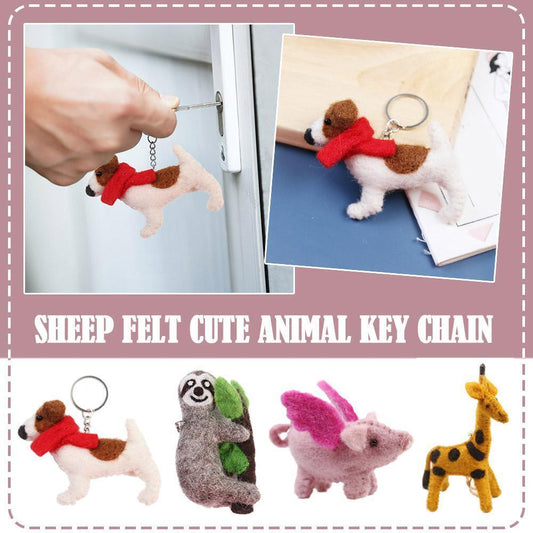 Animal Felt Handmade Chain Keyring Gift Wool Fluffy