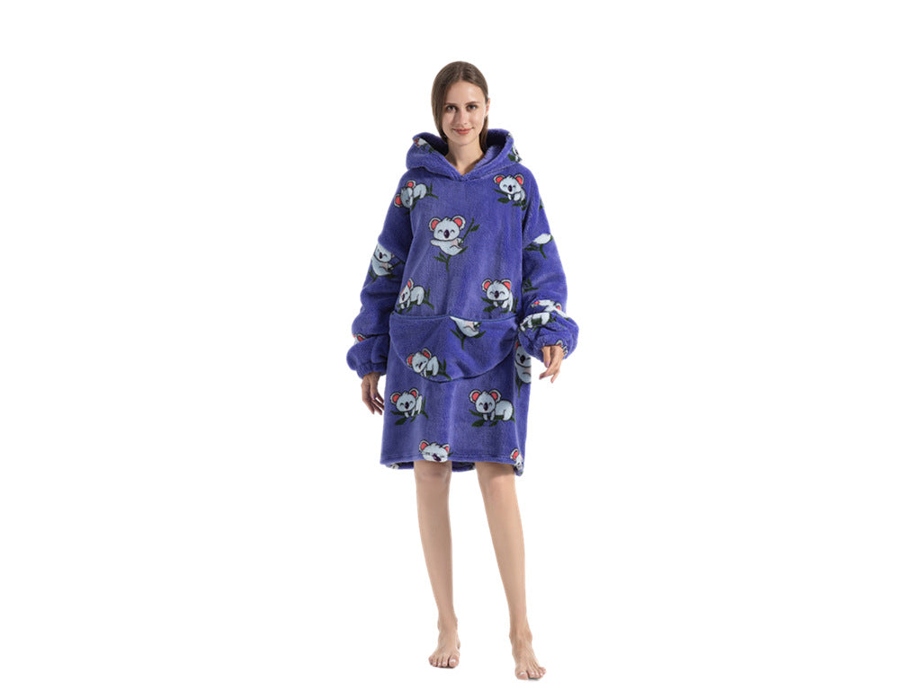 Thick and Cozy Flannel Sherpa Cartoon TV Blanket, a Warm Home Wear for Lounging and TV Time