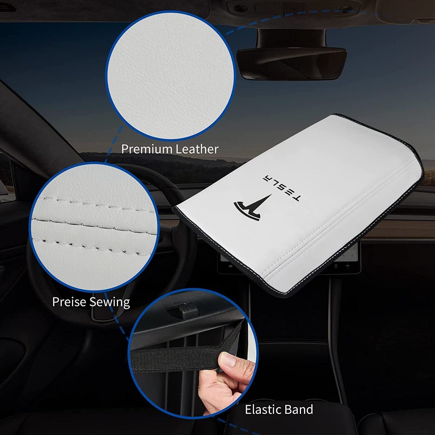 For Tesla Model Y 3 Car Armrest Box Cover Central Control Armrest Decoration