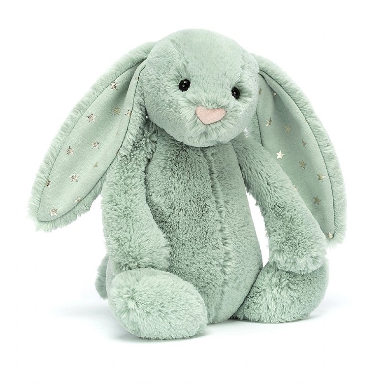 Jellycat Bashful Bunny with a sprinkle of silver ear